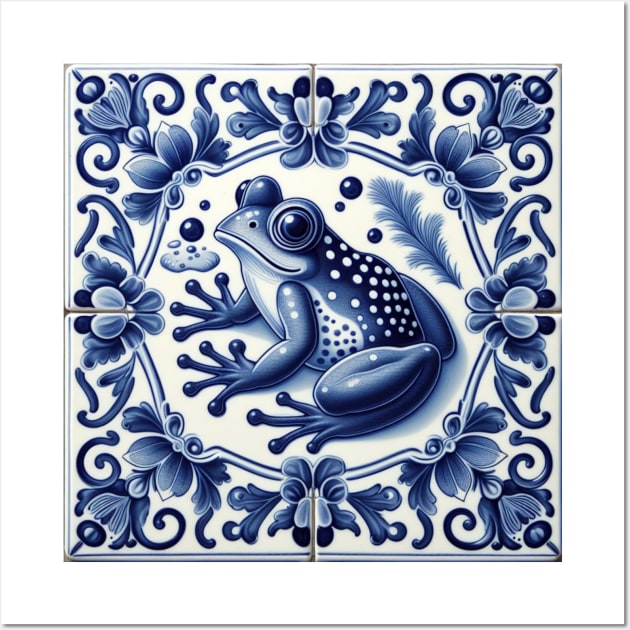 Delft Tile With Dotted Frog No.2 Wall Art by artnook